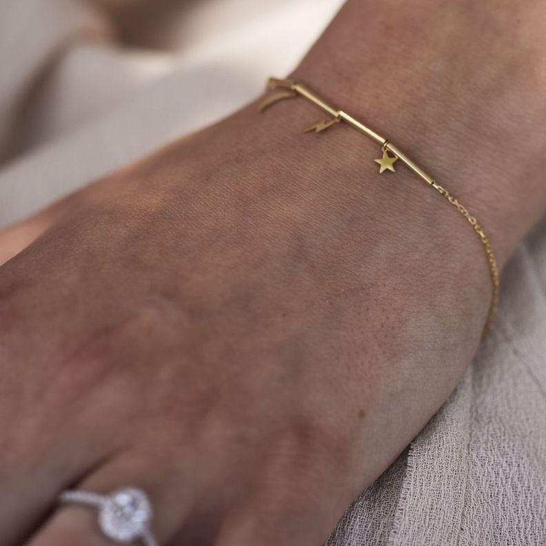 Pulsera de Oro 18kt Estrella Luna-3