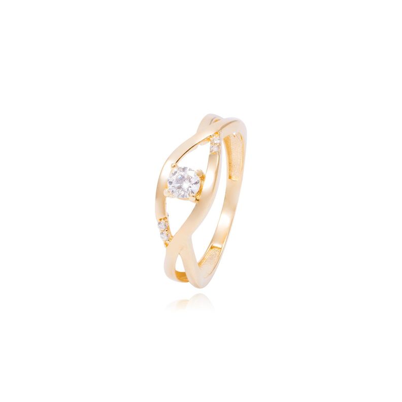 Anillo Compromiso de Oro de 18kt Solitario ondas-0