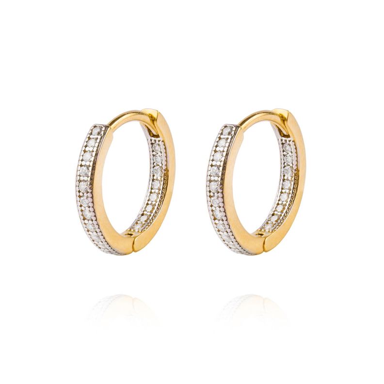 Aros de Oro 18kt Argollas con Circon de Riel AUB-0