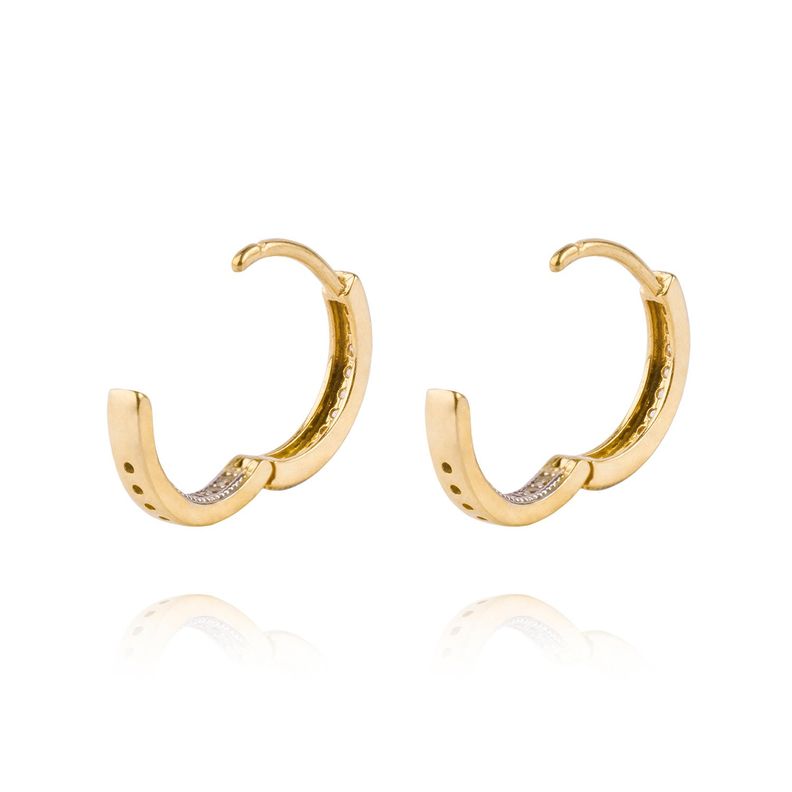 Aros de Oro 18kt Argollas con Circon de Riel AUB-1