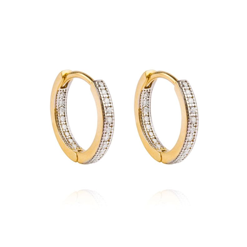 Aros de Oro 18kt Argollas con Circon de Riel AUB-2