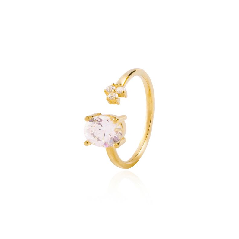 Anillo Oro Amarillo 18kt Abierto y Circonita 6mm-0