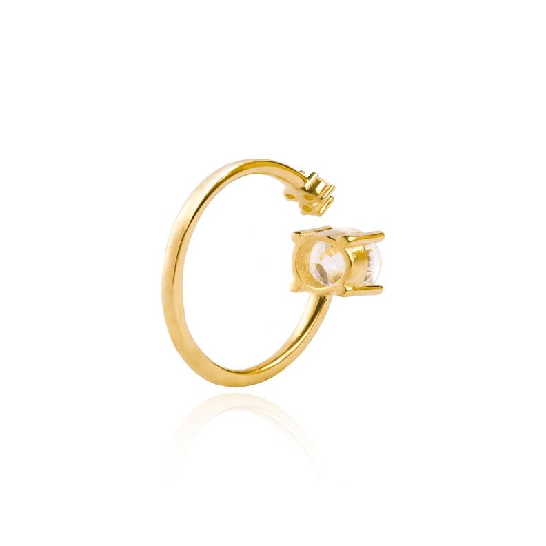 Anillo Oro Amarillo 18kt Abierto y Circonita 6mm-1