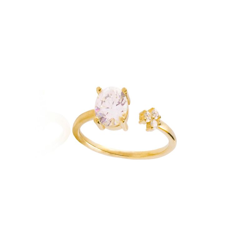 Anillo Oro Amarillo 18kt Abierto y Circonita 6mm-2