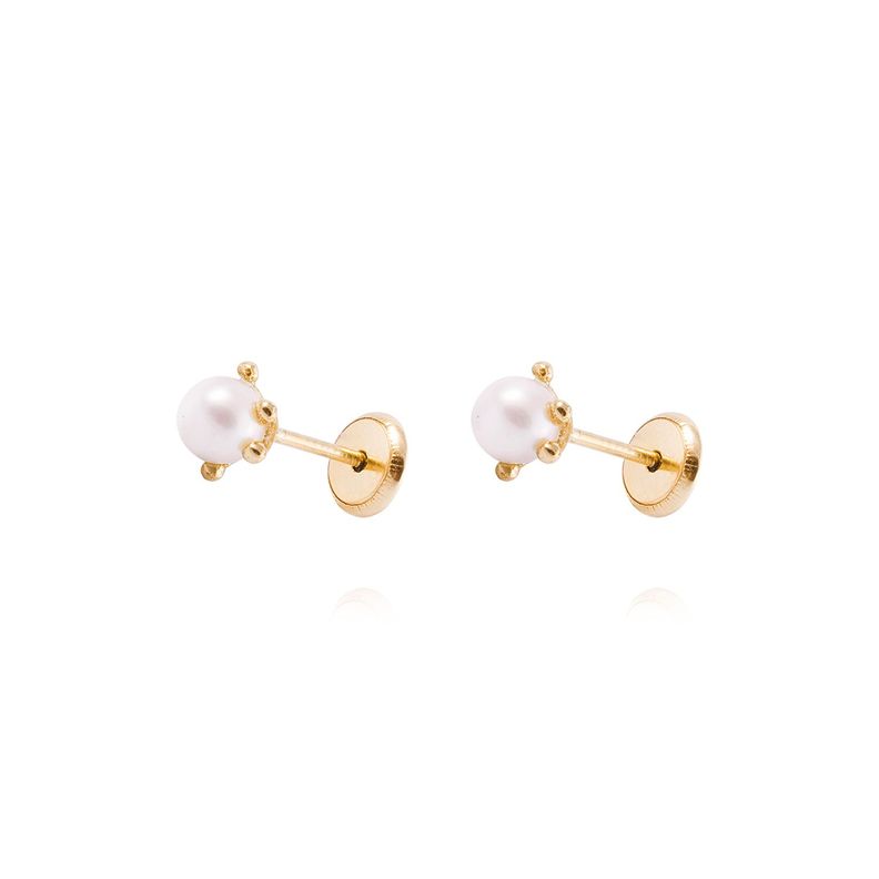 Aros de Oro 18kt Perla cultivada Pistilo 4,0 mm, Abridor.-0