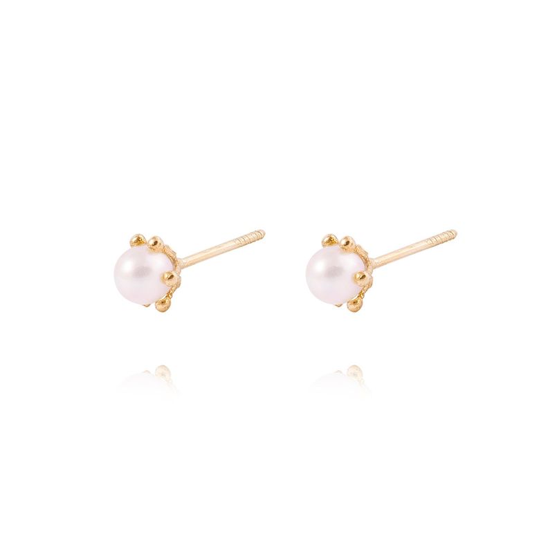 Aros de Oro 18kt Perla cultivada Pistilo 4,0 mm, Abridor.-1