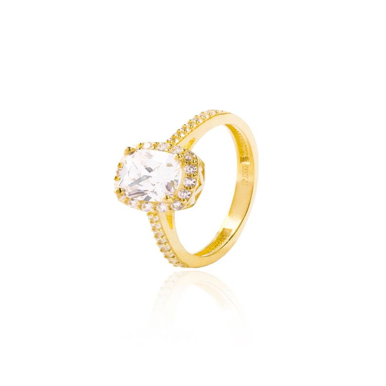 Anillo Compromiso Oro Amarillo 18kt Circonita 6x6mm y Riel-0