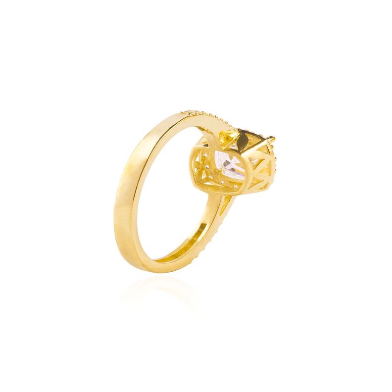 Anillo Compromiso Oro Amarillo 18kt Circonita 6x6mm y Riel-1