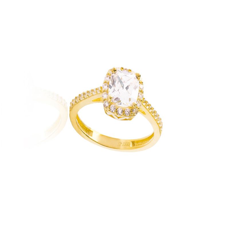 Anillo Compromiso Oro Amarillo 18kt Circonita 6x6mm y Riel-2