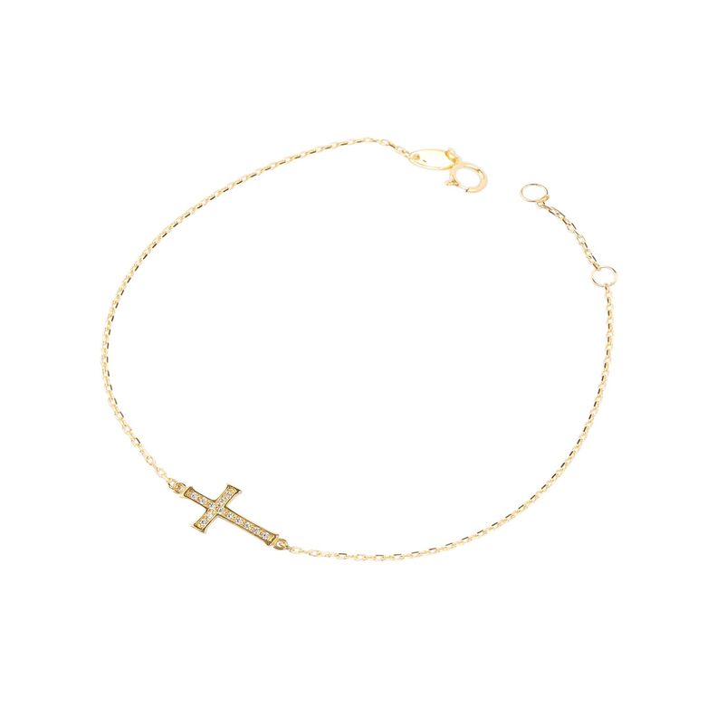 Pulsera de Oro 18kt Cruz Circon-0