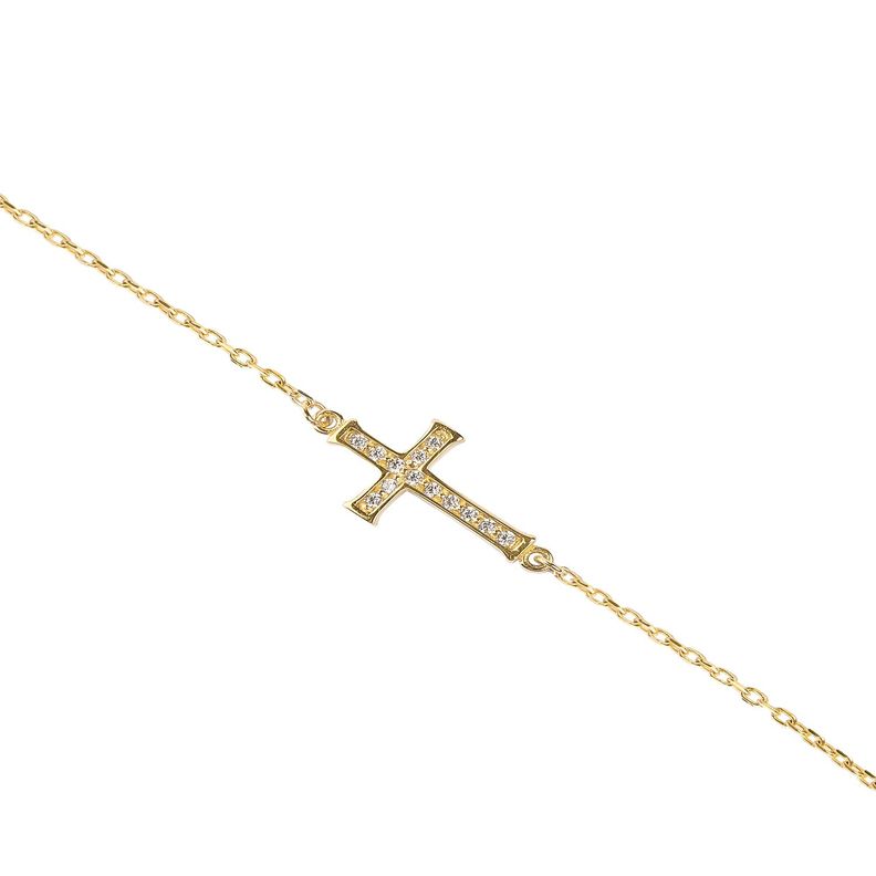 Pulsera de Oro 18kt Cruz Circon-1
