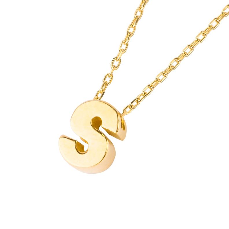 Collar de Oro 18kt Letra S-0