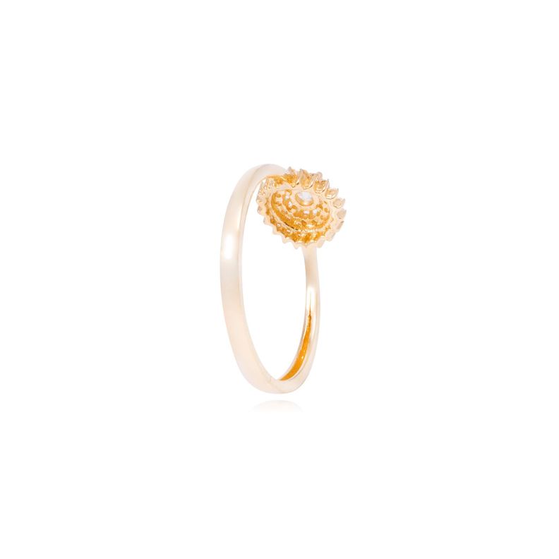 Anillo Oro Amarillo 18kt Circonita Flor con Bases Intercaladas-2