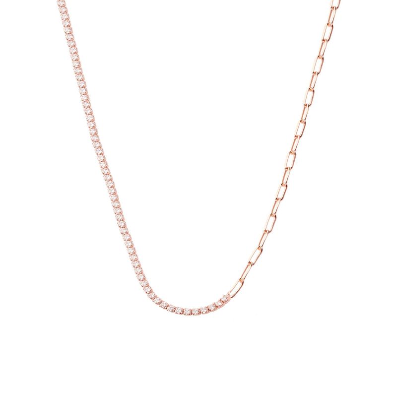 Collar de Plata Esterlina 925 Eslabones Rose Revestido en Oro 18kt-0
