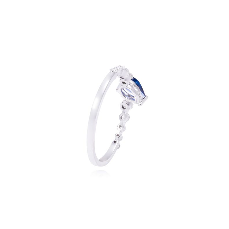 Anillo Compromiso de Oro de 18kt Zafiro 31 puntos de diamante-2