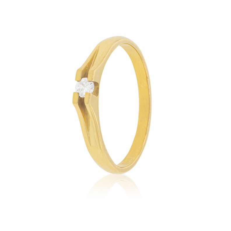 Anillo Compromiso Oro Amarillo 18kt  Milán 1x14ptos Diamante-0