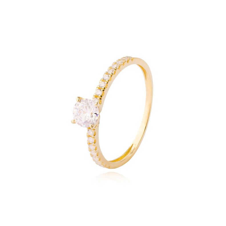 Anillo Compromiso de Oro 14kt Conjunto Radiante Solitario-0