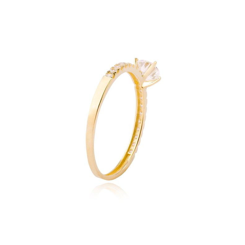 Anillo Compromiso de Oro 14kt Conjunto Radiante Solitario-1