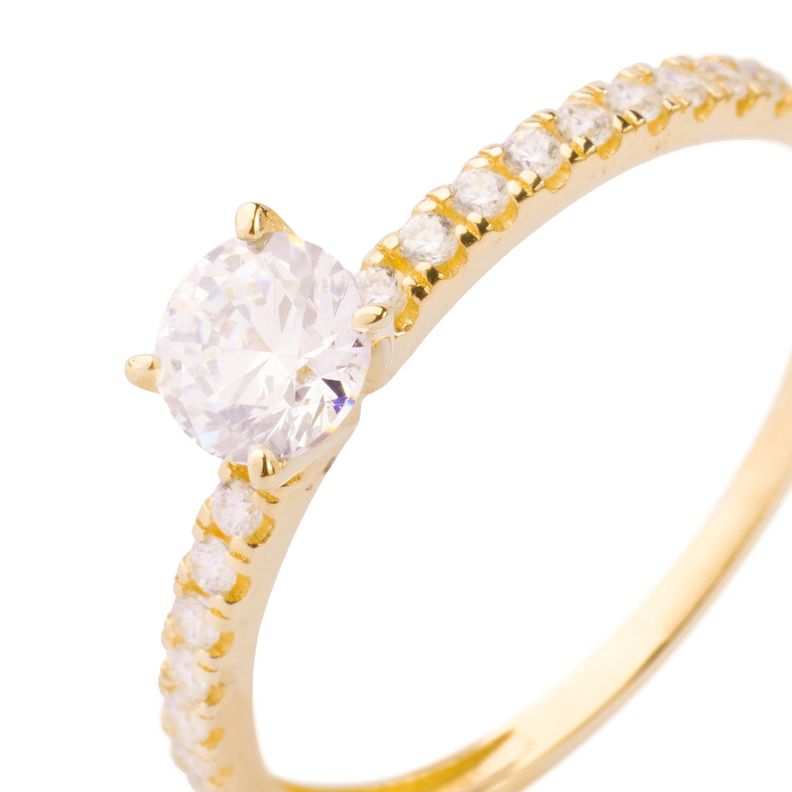 Anillo Compromiso de Oro 14kt Conjunto Radiante Solitario-2