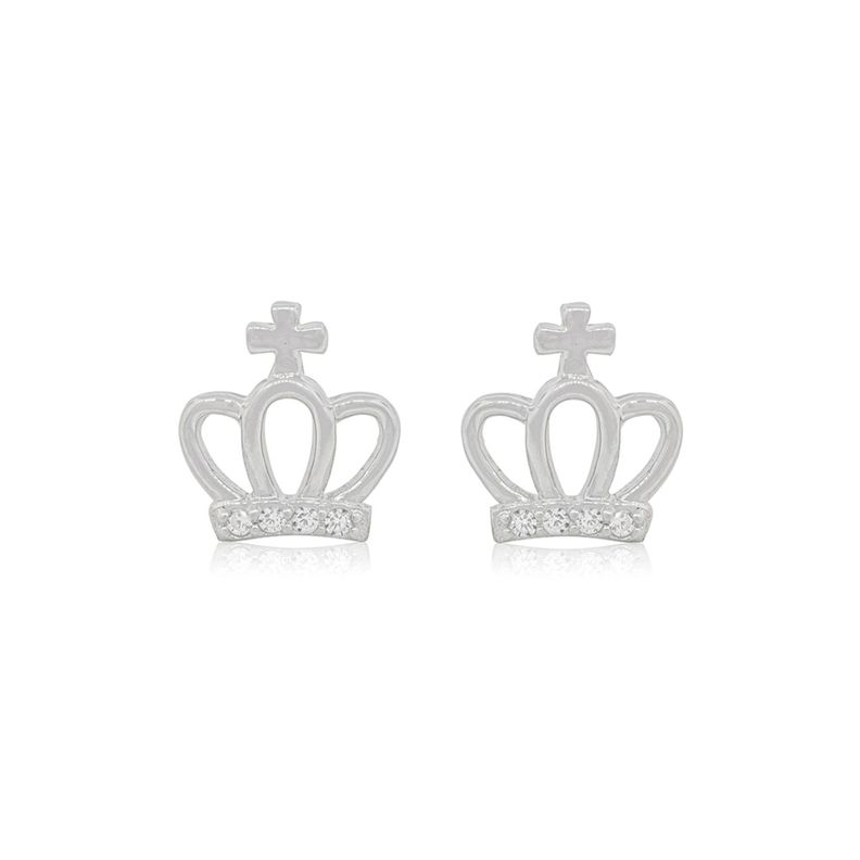 Aros de Plata Esterlina 925 Corona Cruz-0