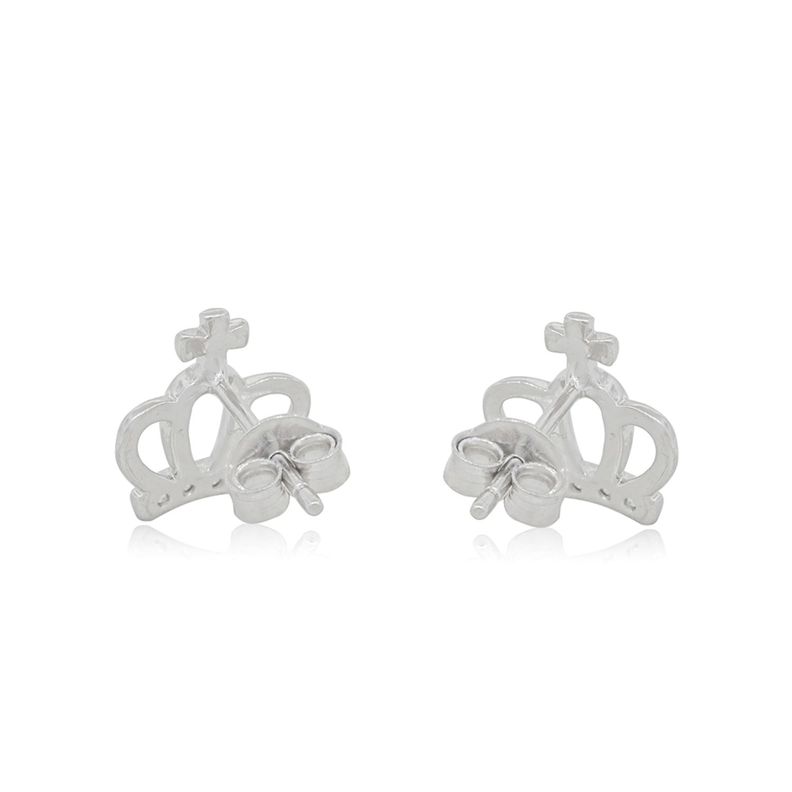 Aros de Plata Esterlina 925 Corona Cruz-2