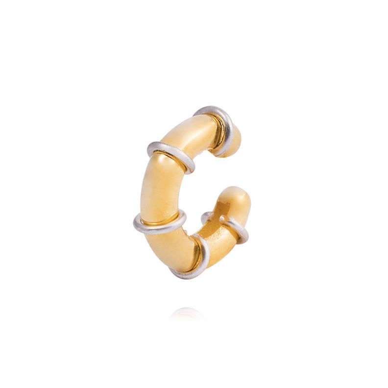 Piercing de Plata Esterlina 925 Earcuff bicolor Bañado en Oro 14kt-0