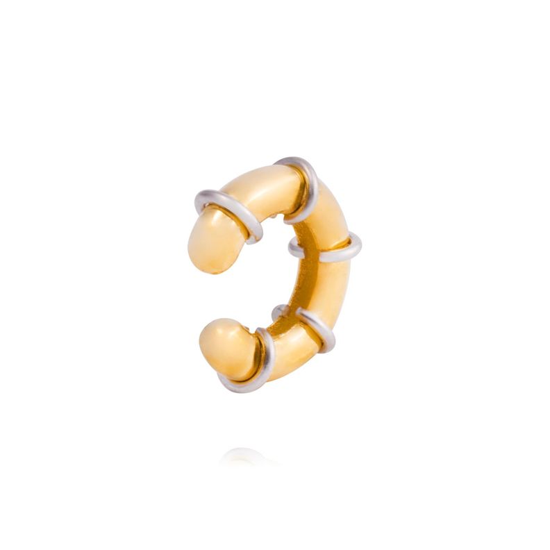 Piercing de Plata Esterlina 925 Earcuff bicolor Bañado en Oro 14kt-2