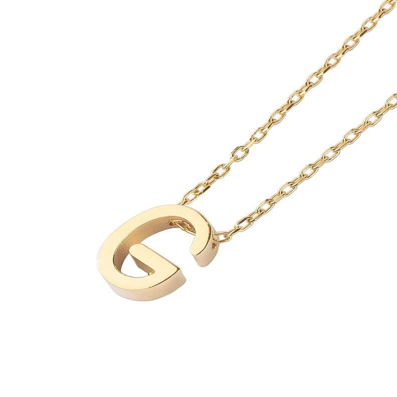 Collar de Plata Esterlina 925 Letra G Revestido en Oro 18kt-1