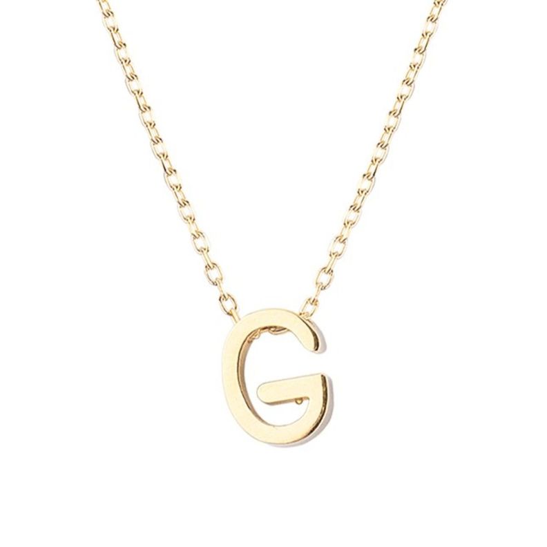 Collar de Plata Esterlina 925 Letra G Revestido en Oro 18kt-2