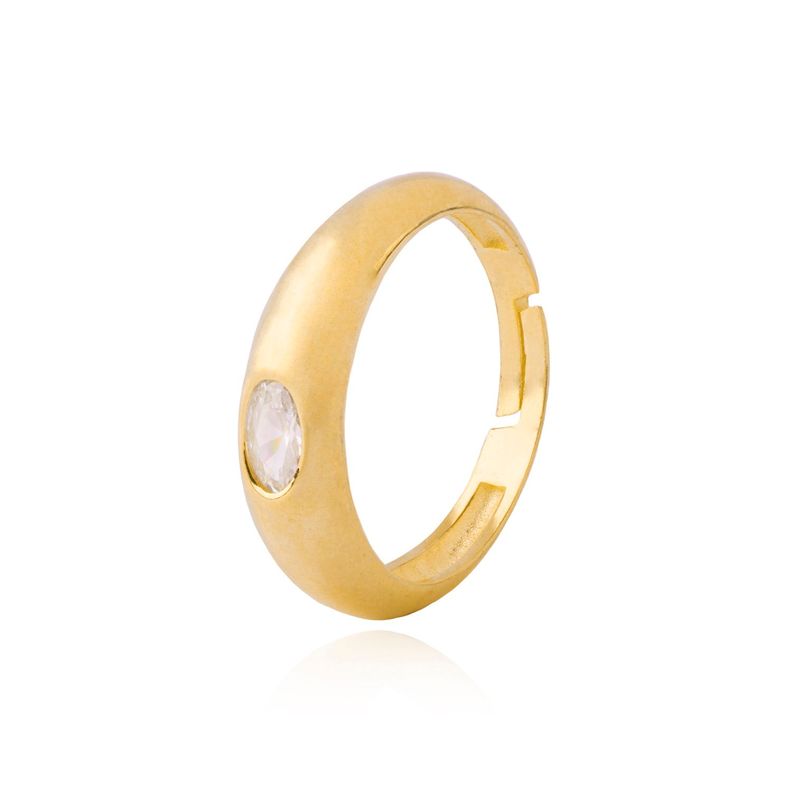 Anillo de Plata Esterlina 925 Oval con Circon Revestido en Oro 18kt-0