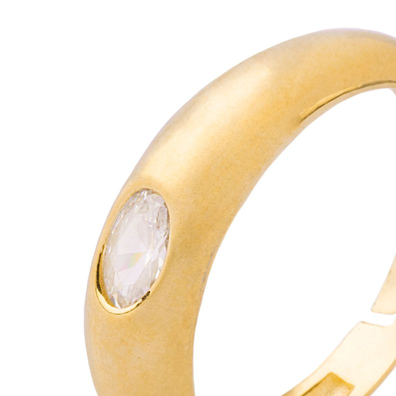 Anillo de Plata Esterlina 925 Oval con Circon Revestido en Oro 18kt-1