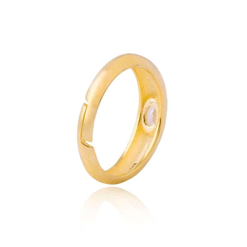 Anillo de Plata Esterlina 925 Oval con Circon Revestido en Oro 18kt-2