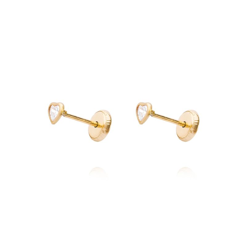 Aros de Oro 9kt Corazón Circonita Pequeña-0