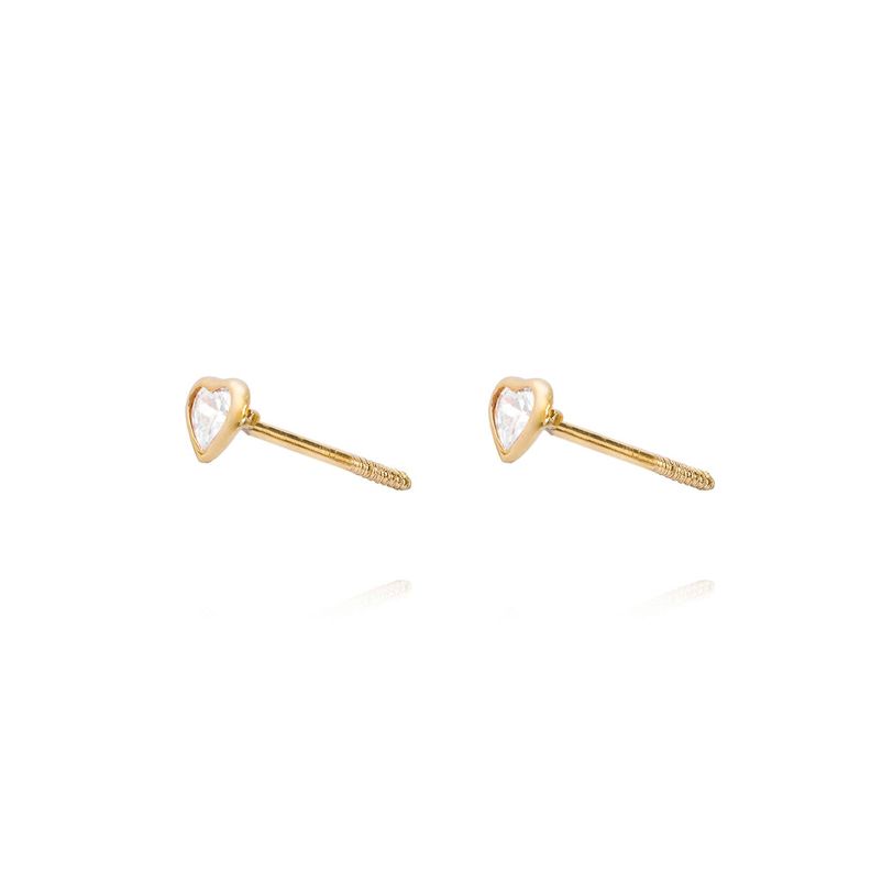Aros de Oro 9kt Corazón Circonita Pequeña-1
