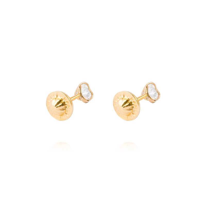 Aros de Oro 9kt Corazón Circonita Pequeña-2