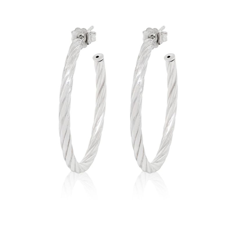 Aros de Plata Esterlina 925 Argollas Torcidas-0