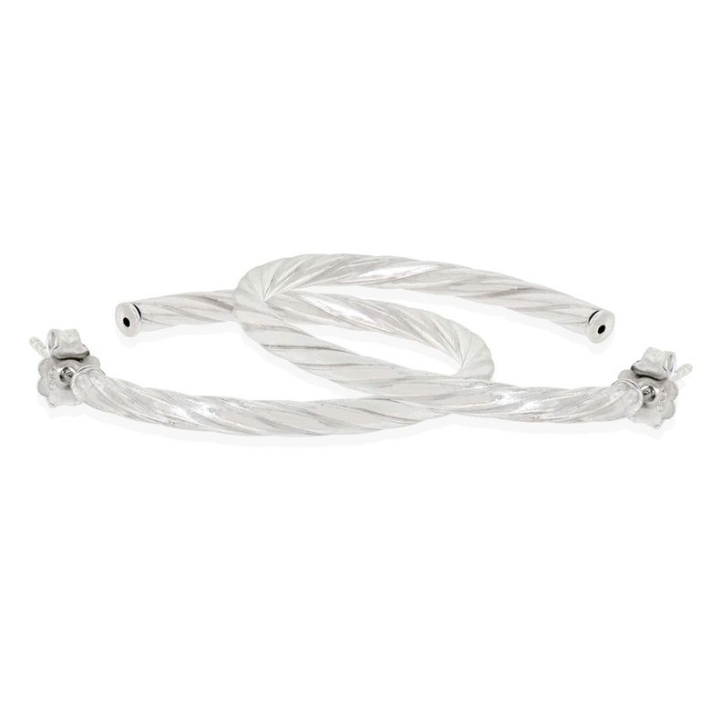 Aros de Plata Esterlina 925 Argollas Torcidas-1