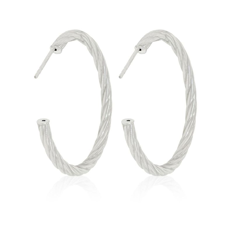 Aros de Plata Esterlina 925 Argollas Torcidas-2