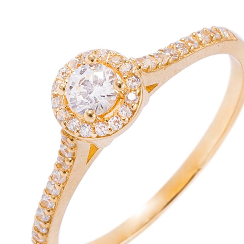 Anillo Compromiso de Oro 18Kt Circón Circulo Solitario-1