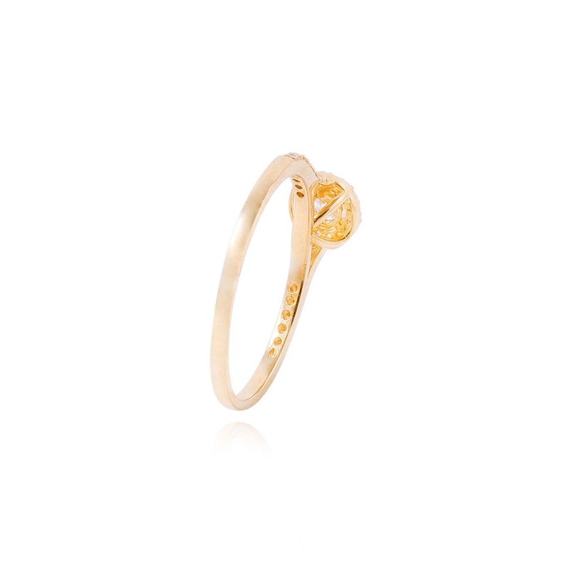 Anillo Compromiso de Oro 18Kt Circón Circulo Solitario-2