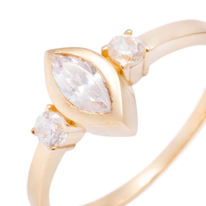 Anillo Compromiso de Oro de 18kt Solitario Ovalado-1