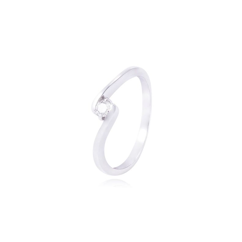Anillo Compromiso de Oro de 18kt Solitario 12 puntos de diamante-0