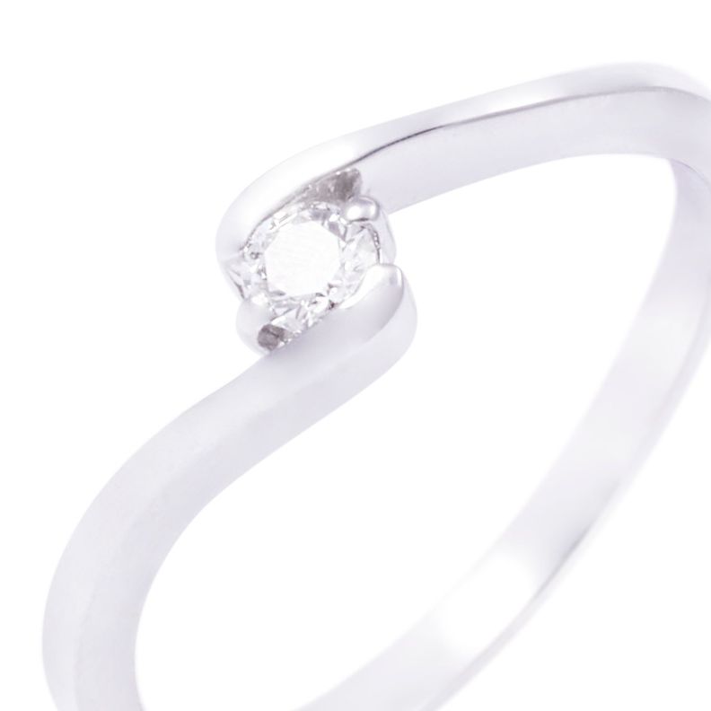Anillo Compromiso de Oro de 18kt Solitario 12 puntos de diamante-1
