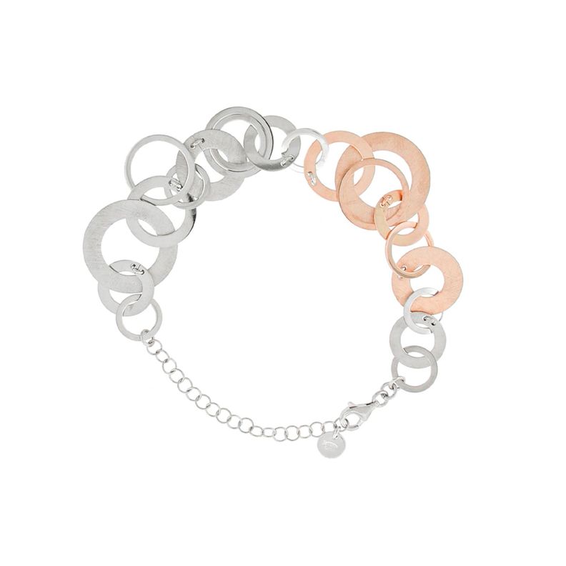 Pulsera de Plata Esterlina 925 Argollas Bicolor-0