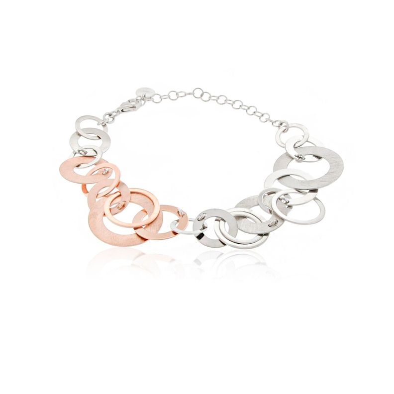 Pulsera de Plata Esterlina 925 Argollas Bicolor-1