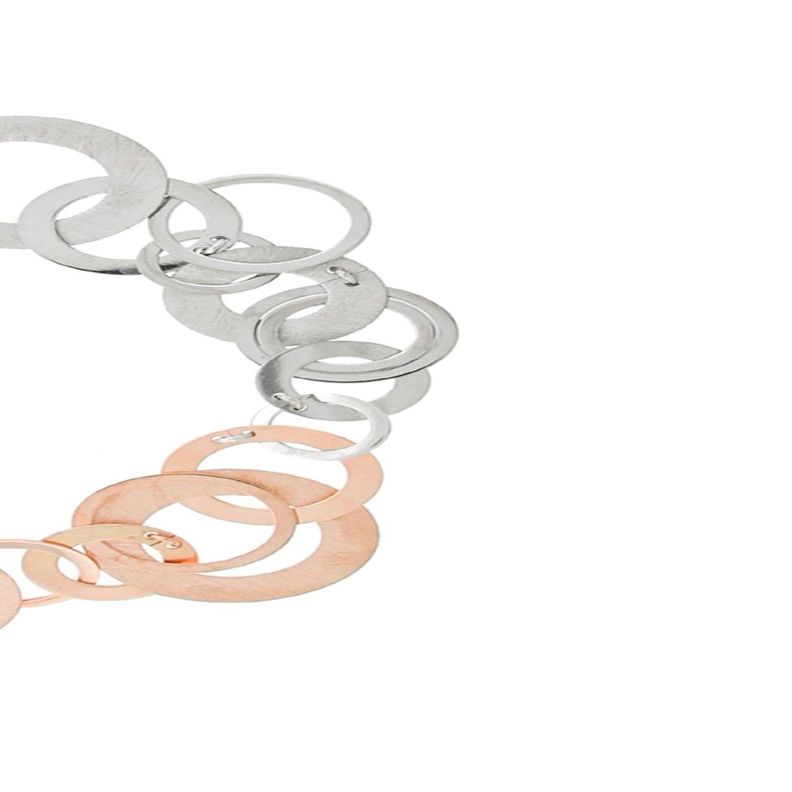 Pulsera de Plata Esterlina 925 Argollas Bicolor-2