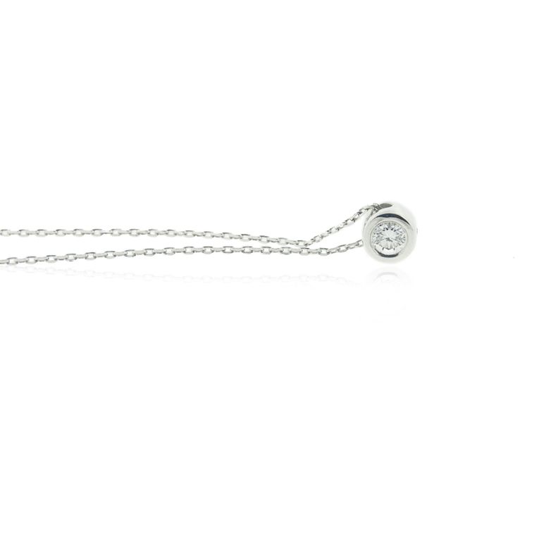 Collar de Oro Blanco 18kt Punto de Luz Diamante 6pts Corte Brillante-1