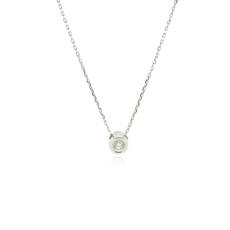 Collar de Oro Blanco 18kt Punto de Luz Diamante 6pts Corte Brillante-2