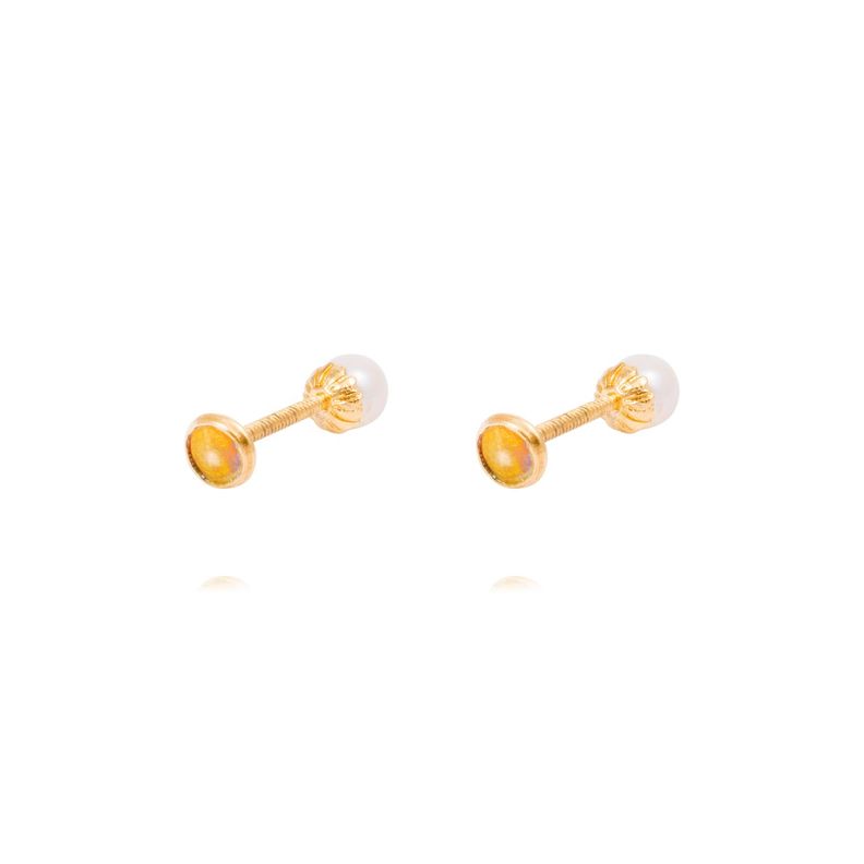 Aros Oro Amarillo 18kt Perla Cultivada 4mm-2