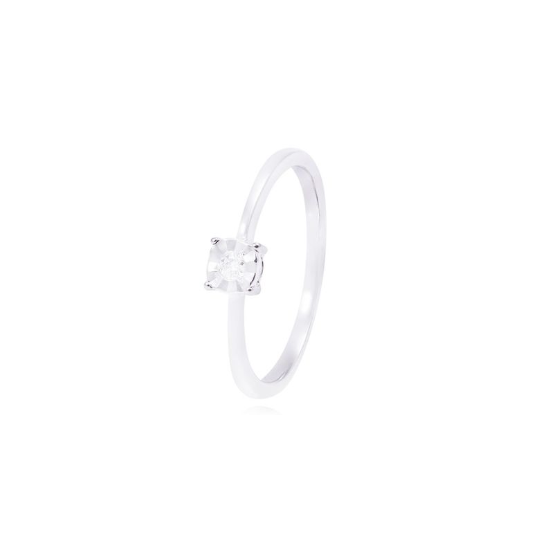 Anillo Compromiso de Oro de 18kt Solitario 3 puntos de diamante-0